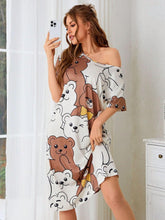 Cartoon Pattern Long Nightdress Womens Lingerie